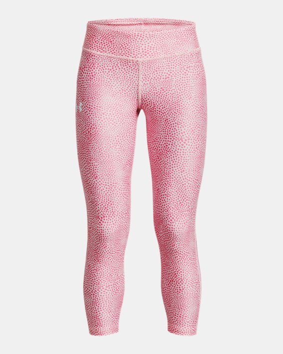 Girls' HeatGear® Armour Printed Ankle Crop, Pink, pdpMainDesktop image number 0
